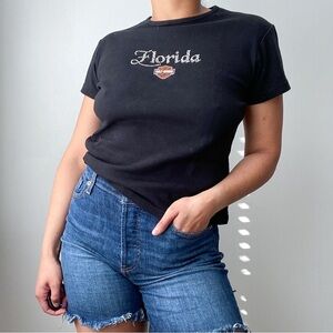 Vintage 90s Y2K Harley Davidson Florida Rhinestone Cotton Tee XL